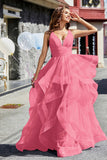 Sleeveless Ruched Skirt Tulle Ball Prom Party Gown Formal Evening Dresses