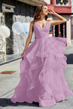 Sleeveless Ruched Skirt Tulle Ball Prom Party Gown Formal Evening Dresses
