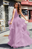 Sleeveless Ruched Skirt Tulle Ball Prom Party Gown Formal Evening Dresses