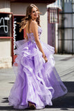 Lace Up Back Ruffle Ruched Tulle Prom Party Ball Gown Formal Evening Dresses