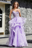 Lace Up Back Ruffle Ruched Tulle Prom Party Ball Gown Formal Evening Dresses