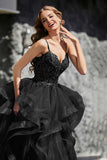 Lace Up Back Ruffle Ruched Tulle Prom Party Ball Gown Formal Evening Dresses