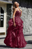 Lace Up Back Ruffle Ruched Tulle Prom Party Ball Gown Formal Evening Dresses
