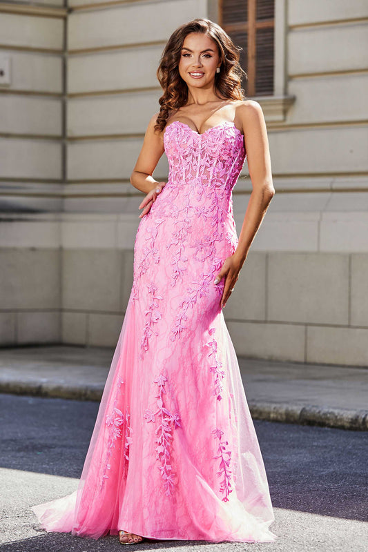 Sweetheart Corset Top Mermaid Tulle Formal Evening Gown Prom Party Dresses