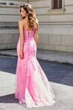 Vestido de noche formal de tul con escote tipo sirena y corsé con escote en forma de corazón para fiesta de graduación