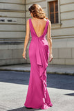High Slit Long Sleeveless Jersey Formal Evening Mermaid Gown Prom Party Dresses