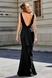 High Slit Long Sleeveless Jersey Formal Evening Mermaid Gown Prom Party Dresses
