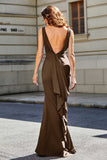 High Slit Long Sleeveless Jersey Formal Evening Mermaid Gown Prom Party Dresses