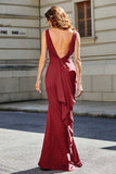 High Slit Long Sleeveless Jersey Formal Evening Mermaid Gown Prom Party Dresses