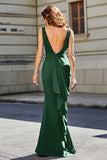 High Slit Long Sleeveless Jersey Formal Evening Mermaid Gown Prom Party Dresses