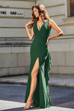 High Slit Long Sleeveless Jersey Formal Evening Mermaid Gown Prom Party Dresses