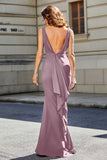 High Slit Long Sleeveless Jersey Formal Evening Mermaid Gown Prom Party Dresses