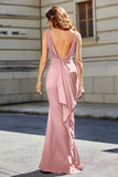 High Slit Long Sleeveless Jersey Formal Evening Mermaid Gown Prom Party Dresses