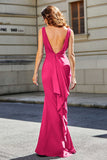 High Slit Long Sleeveless Jersey Formal Evening Mermaid Gown Prom Party Dresses