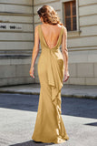 High Slit Long Sleeveless Jersey Formal Evening Mermaid Gown Prom Party Dresses