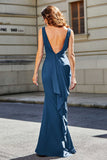 High Slit Long Sleeveless Jersey Formal Evening Mermaid Gown Prom Party Dresses