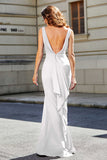 High Slit Long Sleeveless Jersey Formal Evening Mermaid Gown Prom Party Dresses