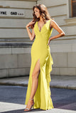 High Slit Long Sleeveless Jersey Formal Evening Mermaid Gown Prom Party Dresses