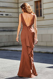 High Slit Long Sleeveless Jersey Formal Evening Mermaid Gown Prom Party Dresses