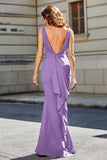 High Slit Long Sleeveless Jersey Formal Evening Mermaid Gown Prom Party Dresses