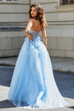 One-Shoulder-Applikation mit hohem Schlitz, Tüll, Abschlussballkleid, formelle Abendkleider