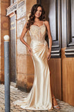 Spaghetti Straps High Slit Sheath Formal Evening Gown Prom Party Dresses