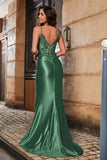 Spaghetti Straps High Slit Sheath Formal Evening Gown Prom Party Dresses