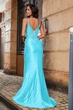 Spaghetti Straps High Slit Sheath Formal Evening Gown Prom Party Dresses