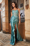 Spaghetti Straps High Slit Sheath Formal Evening Gown Prom Party Dresses