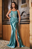 Spaghetti Straps High Slit Sheath Formal Evening Gown Prom Party Dresses