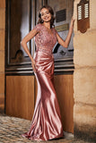 Pleated Backless Mermaid Satin Sweep Train Formal Evening Gown Prom Party Dresses