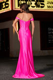 Pleated Side Slit Bodycon Satin Formal Evening Gown Prom Party Dresses