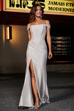 Vestido largo de satén con abertura lateral y espalda descubierta para mujer, vestido formal de noche, fiesta de graduación