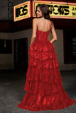 One-Shoulder Rüschen Tiered Tüll Formelle Abendkleid Party Prom Ballkleider