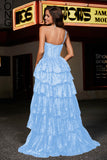 One-Shoulder Rüschen Tiered Tüll Formelle Abendkleid Party Prom Ballkleider