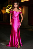 Applique Lace Up Mermaid Stretch Satin Formal Evening Gown Prom Party Dresses