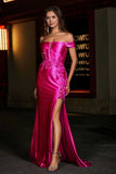 Applique Lace Up Mermaid Stretch Satin Formal Evening Gown Prom Party Dresses