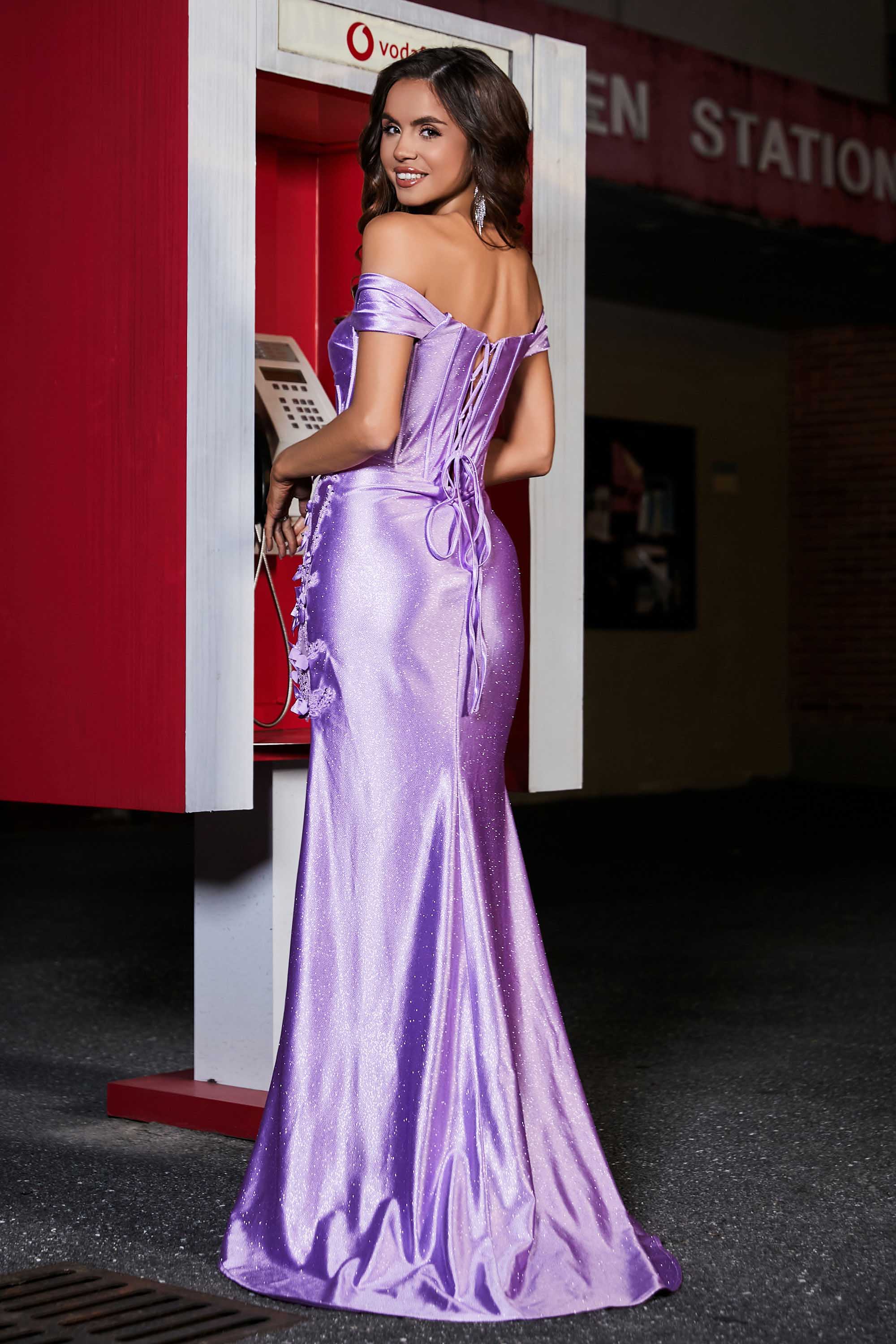 Applique Lace Up Mermaid Stretch Satin Formal Evening Gown Prom Party Dresses