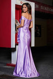 Applique Lace Up Mermaid Stretch Satin Formal Evening Gown Prom Party Dresses