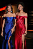 Applique Lace Up Mermaid Stretch Satin Formal Evening Gown Prom Party Dresses