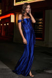 Applique Lace Up Mermaid Stretch Satin Formal Evening Gown Prom Party Dresses