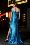 Applique Lace Up Mermaid Stretch Satin Formal Evening Gown Prom Party Dresses