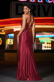 V-Neck Sequins Mermaid Satin Formal Evening Gown Prom Party Dresses