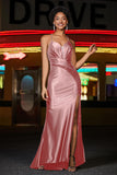 V-Neck Sequins Mermaid Satin Formal Evening Gown Prom Party Dresses