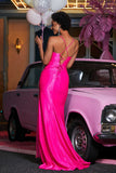 V-Neck Sequins Mermaid Satin Formal Evening Gown Prom Party Dresses