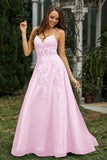 Sweetheart Applique A-Line Tulle Sweep Train Prom Party Dress Formal Evening Dresses