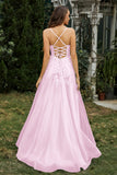 Sweetheart Applique A-Line Tulle Sweep Train Prom Party Dress Formal Evening Dresses