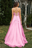 Sweetheart Applique A-Line Tulle Sweep Train Prom Party Dress Formal Evening Dresses