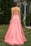 Sweetheart Applique A-Line Tulle Sweep Train Prom Party Dress Formal Evening Dresses