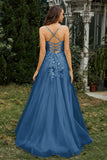 Sweetheart Applique A-Line Tulle Sweep Train Prom Party Dress Formal Evening Dresses